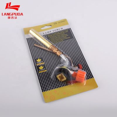 Antorcha portátil del gas del butano de la seguridad que acampa de cobre amarillo los 20cm